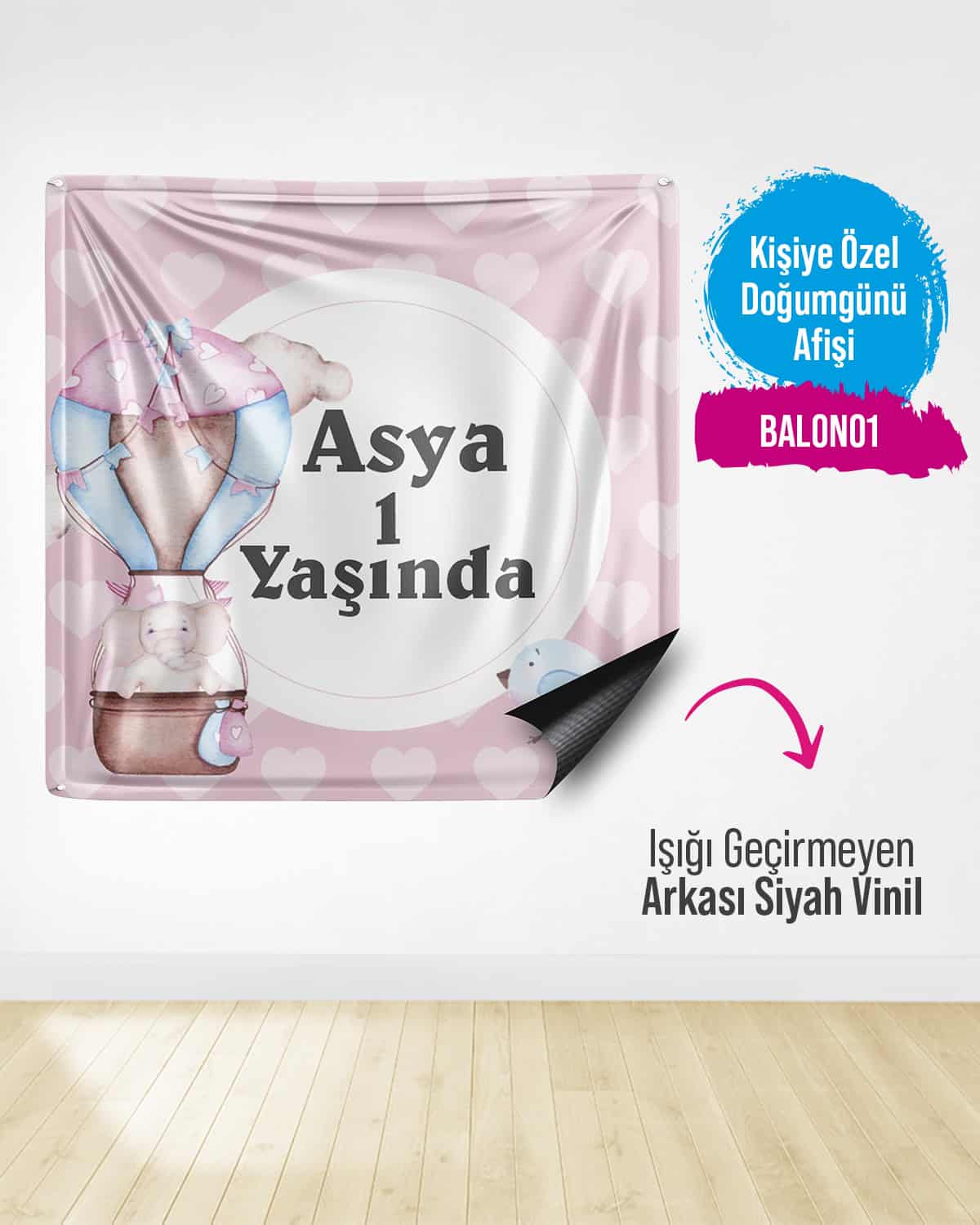 Balon Temalı Doğum Günü Afişi
