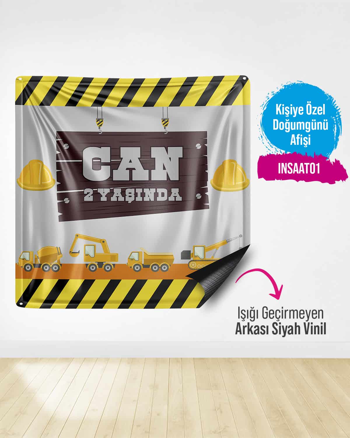 İnşaat Temalı Doğum Günü Afişi