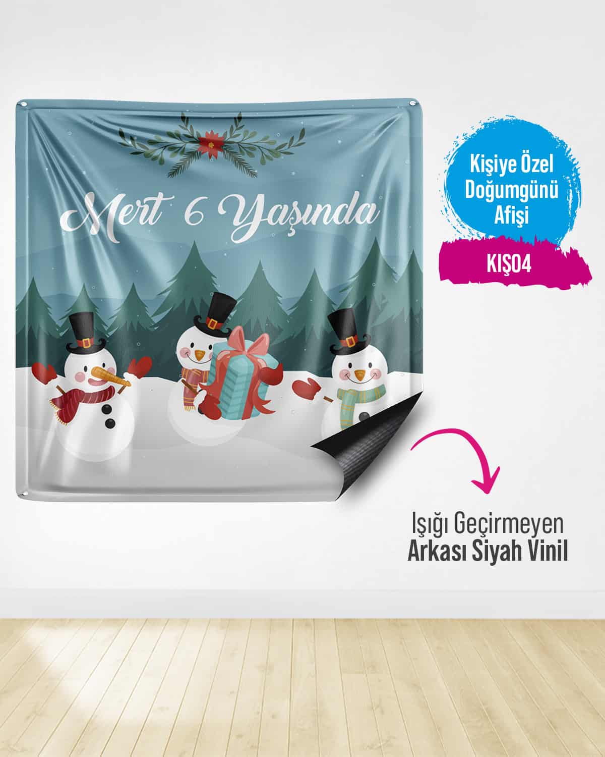 Kış Temalı Doğum Günü Afişi