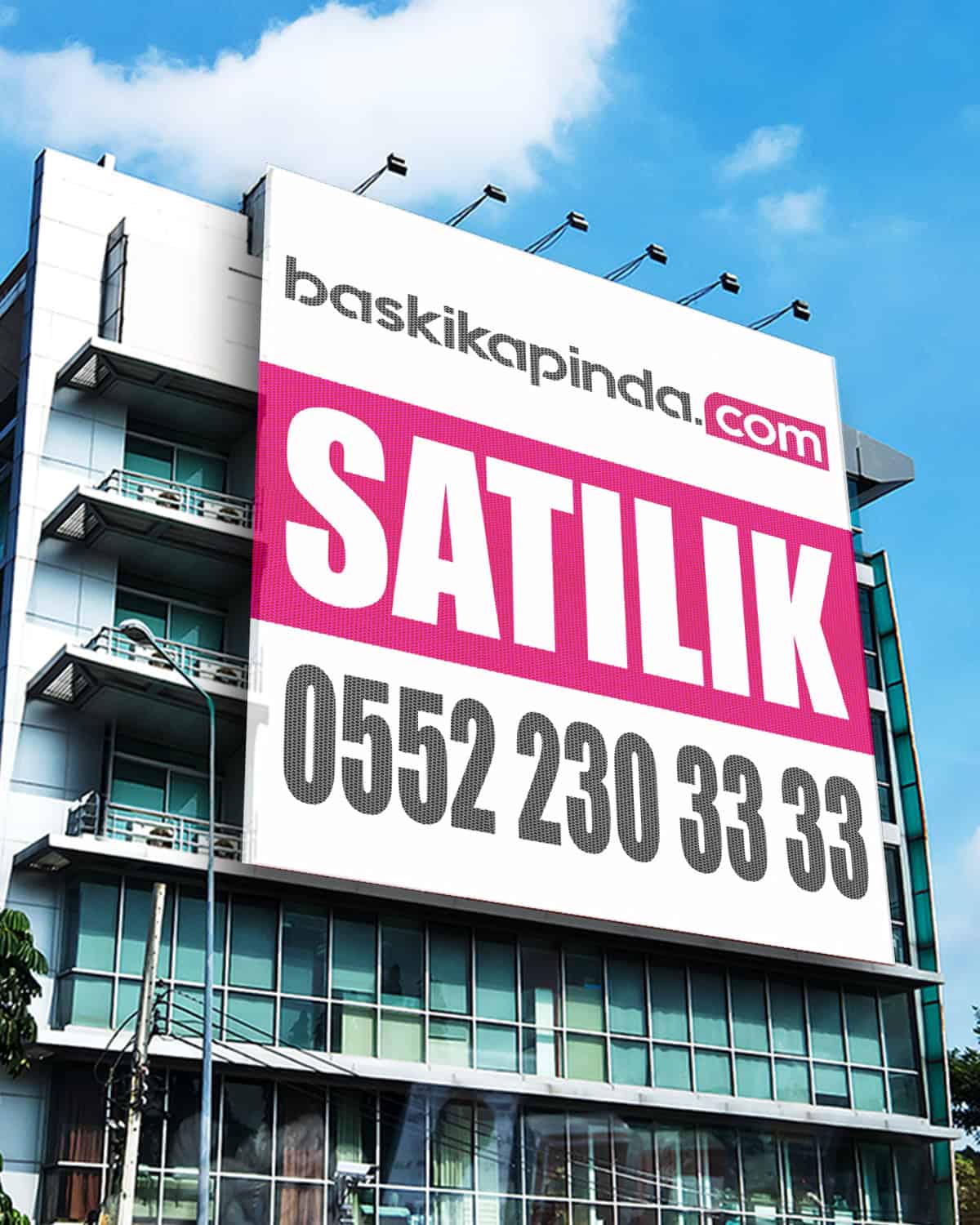 Mesh Delikli Vinil Emlak Afişi