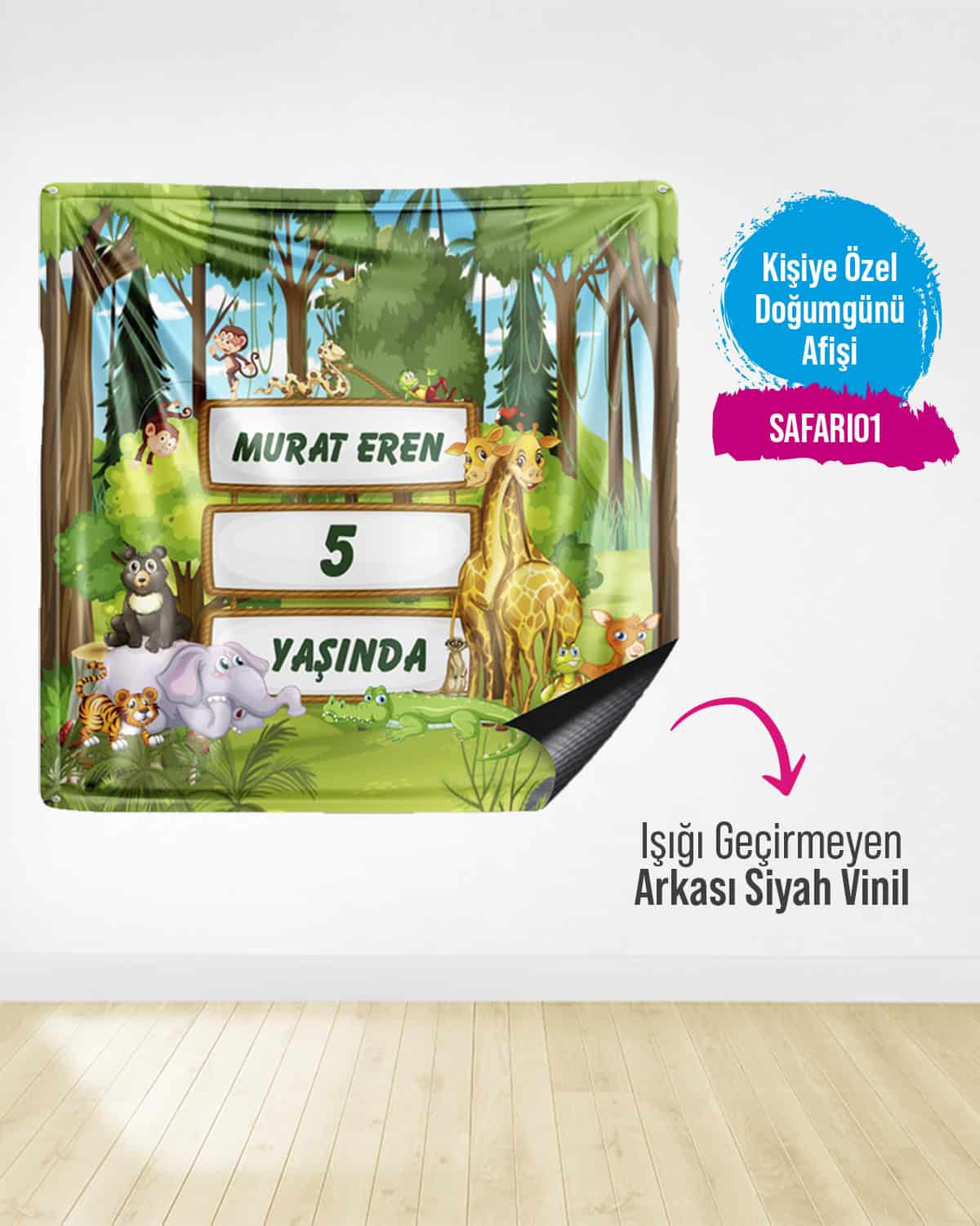 Safari Temalı Doğum Günü Afişi